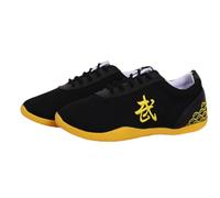 Chaussures Kung Fu Kwon,Arts Martiaux Kung Fu Baskets Canvas,Chaussures de Sport Tai Chi Léger Non Slip Homme Femme Chaussures de Taekwondo(Size:33(20cm),Color:Noir)