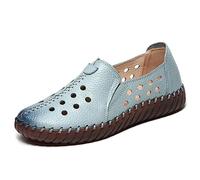 Chaussures larges pour femme en cuir véritable - Mocassins blancs pour femme