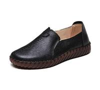 Chaussures larges pour femme en cuir véritable - Mocassins blancs pour femme