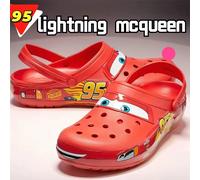 Chaussures Lightning Mcqueen pour hommes, pantoufles de dessin animé, chaussures de plage en plein air, sandales décontractées, enveloppées de cheville, tongs de voiture Eva A