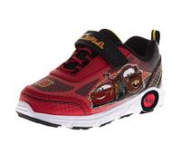 Chaussures lumineuses à LED pour garçons Sonic MonsterJam Spiderman Mickey Paw Patrol Toy Story TMNT Baskets pour enfants (tailles : 5-10 tout-petits/11-12 pour petit enfant), Voitures - Rouge, 23.5