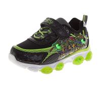 Chaussures lumineuses à LED pour garçons Sonic MonsterJam Spiderman Mickey Paw Patrol Toy Story TMNT Baskets pour enfants (tailles : 5-10 tout-petits/11-12 pour petit enfant), Tmnt - Noir Vert, 27.5