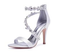 Chaussures Mariée Femmes Aiguille Haut High Ouvert Bout Stylet Sandales Mariage Dress Heels Chaussures 10.5 CM,Blanc,41 EU
