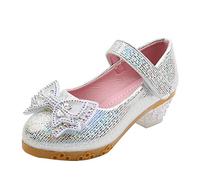 Chaussures Mary Jane à paillettes pour fille - Chaussures de fête à talons bas - Chaussures de princesse scintillantes à enfiler - Ballerines plates pour petites filles - Mocassins Mary Jane pour fête