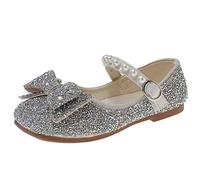 Chaussures Mary Jane à paillettes pour fille - Chaussures de fête à talons bas - Chaussures de princesse scintillantes à enfiler - Ballerines plates pour petites filles - Mocassins Mary Jane pour fête