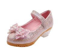 Chaussures Mary Jane à paillettes pour fille - Chaussures de fête à talons bas - Chaussures de princesse scintillantes à enfiler - Ballerines plates pour petites filles - Mocassins Mary Jane pour fête