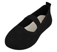 Chaussures Mary Jane en toile tricotée à bout rond et à fond plat pour infirmières - Légères et respirantes - Chaussures d'été à tige basse - Chaussures confortables à enfiler - Chaussures de marche