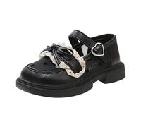 Chaussures Mary Jane Filles Enfants Plates Bout Rond Boucle Chaussures De Princesse en Cuir PU avec Nœud Et Dentelle Mocassins Semelle Antidérapante pour Fêtes d'anniversaire Mariage 31