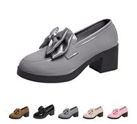 Chaussures Mary Jane pour femme - Mocassins à talon carré - Confortables - Plateforme - Chaussures à talons hauts - Classiques, légères et confortables - Bout rond - Mocassins épais, gris, 38 EU
