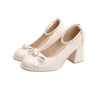 Chaussures Mary Jane pour Femmes, Escarpins À Talons Bas, Talons Mary Jane À Bout Rond Fermé pour Femmes, Chaussures De Soirée De Mariage Confortables