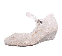 Chaussures Mary Jane pour filles - Jolies chaussures compensées antidérapantes - Chaussures de princesse décontractées creuses et respirantes avec boucle réglable - Chaussures habillées à bout fermé