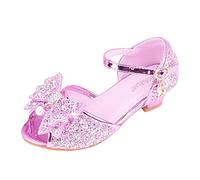 Chaussures Mary Jane pour filles - Jolies chaussures de princesse antidérapantes avec nœud perlé - Chaussures de princesse décontractées à talon creux respirant avec boucle réglable - Chaussures