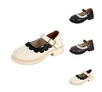 Chaussures Mary Jane pour filles - Noir - Chaussures plates pour l'école - Pour petites et grandes filles - Avec crochet et boucle - Confortables - Pour uniforme de princesse, mariage, anniversaire