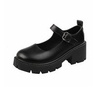 Chaussures Mary Janes à plateforme épaisse pour femme - Boucle - Bout rond - Bouche plate - Japonais - Chaussures de princesse Lolita - Noir - Plateforme gothique rétro - Tailles 35 à 42, gris foncé,