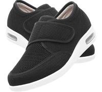 Chaussures Médicales pour Les Pieds Enflés, Femmes Hommes Chaussures Orthopédiques Diabétiques avec Mousse à Mémoire De Forme, Chaussures De Marche Réglables, Chaussu, Black, 42 EU