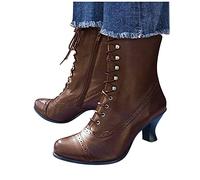 Chaussures médiévales pour femme - Bottines rétro confortables à lacets antidérapantes - Chaussures vintage décontractées - Bottes de cowboy Renaissance - Bottes de moto élégantes à lacets