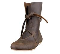 Chaussures médiévales pour homme et femme - Unisexe - Style Renaissance - Rétro - En cuir synthétique - Bottes de chasseur de chevalier - Pour Halloween, cosplay, fête costumée, marron, 36 EU