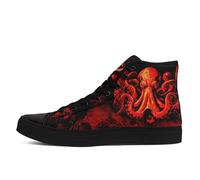 Chaussures montantes en toile d'Halloween | Motif crâne, vampire, loup-garou, sorcière | Baskets gothiques pour homme et femme | Confortables, respirantes, parfaites pour Halloween, les fêtes et le