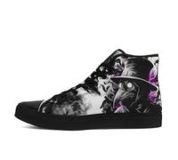 Chaussures montantes en toile d'Halloween | Motif crâne, vampire, loup-garou, sorcière | Baskets gothiques pour homme et femme | Confortables, respirantes, parfaites pour Halloween, les fêtes et le