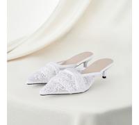 Chaussures mules à dos ajouré en maille pour femmes, nouvelles sandales à talons hauts pointus et mini talons pour l'été 2025, style élégant pour dame CN35,CN36,CN37,CN38,CN39,CN40,CN41,CN42,CN43Motif