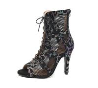 Chaussures Noir de Danse Heels Dance Shoes Sexy Escarpins Élégantes Souple Sandales À Talons Hauts avec Lacets Bouche Poisson Noir Stiletto Club Soirée Outdoor Été Confortable pour Femme,38.5