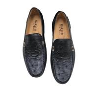 Chaussures noires authentiques en peau d'autruche véritable pour homme en cuir exotique décontracté à enfiler, noir, 40 EU