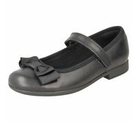 Chaussures Noires En Cuir Clarks Pour Filles Avec Détail En Nœud SCALA TAP