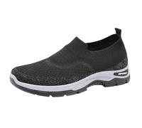Chaussures Orthopédique Running Homme avec Maille Basket sans Lacets Chaussures Minimaliste Chaussure Marche Baskets À Plateforme Grandes Chaussure Running Tennis Gym Jogging Noir 40