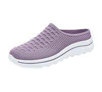 Chaussures orthopédiques à enfiler pour femme - Chaussures ouvertes à l'arrière - En maille respirante - Sandales fermées - Larges pieds - Chaussures de marche antidérapantes - Confortables, lilas, 39