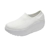 Chaussures orthopédiques à enfiler pour femme - En mousse à mémoire de forme - Coupe large - Souple - Style décontracté - Confortable - Respirant - En maille - Plateforme - Pour sports de plein air