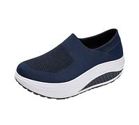 Chaussures orthopédiques à enfiler pour femme - En mousse à mémoire de forme - Coupe large - Souple - Style décontracté - Confortable - Respirant - En maille - Plateforme - Pour sports de plein air