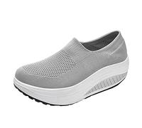 Chaussures orthopédiques à enfiler pour femme - En mousse à mémoire de forme - Coupe large - Souple - Style décontracté - Confortable - Respirant - En maille - Plateforme - Pour sports de plein air