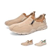 Chaussures Orthopédiques À Enfiler pour Hommes Mocassins De Marche À Fermeture Éclair Latérale Faits À La Main | Baskets Plates Légères Et Décontractées pour La Conduite Quotidienne(Brown,40 EU)