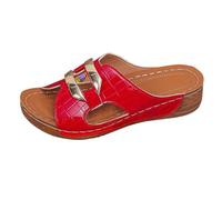 Chaussures Orthopédiques Chaussure Femme Ete Chic Sandales Décontractées Pour Femmes Nouvelle Frontière Commerce Extérieur Semelle Épaisse Grandes Sandals Talon Femme Été de Sport et (Red 42)