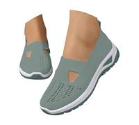 chaussures orthopédiques Chaussure Orthopédique Femme Pas Cher Baskets sans Laçage pour Femmes Chaussures De Marche À Plateforme Légères Et Confortables Amortissement Accru Baskets Noirish Vert 38