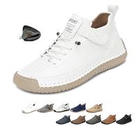 Chaussures orthopédiques confortables en cuir faites à la main pour homme, douces, confortables, antidérapantes, légères, respirantes à enfiler, blanc, 42 1/3 EU