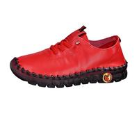 Chaussures orthopédiques confortables pour femme - Coupe large - Baskets à enfiler - Chaussures de loisirs légères et respirantes - En cuir synthétique - Chaussures d'extérieur pour femme, rouge, 43