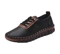 Chaussures orthopédiques en cuir pour femme avec fond souple - Mocassins tendance faits à la main - Chaussures de marche respirantes à bout rond - Baskets décontractées, Noir , 38 EU