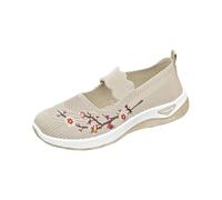 Chaussures orthopédiques en maille pour femme - Chaussures plates à enfiler - Mocassins souples - Respirantes - Légères - Décontractées - Confortables - Chaussures d'été antidérapantes, beige, 35 EU