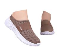 Chaussures Orthopédiques Femme, Sabot Femme Chaussure Orthopédique Pantoufle D'Été Amortissement Soulagement Lacets Légères Slip On Antidérapante, Respirantes Diabétiques Pantoufles En Maille, Café