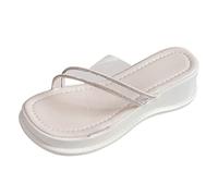 Chaussures Orthopédiques Femme Sandales Blanches Dames Été Semelle Épaisse Talons Hauts Classique Bout Ouvert Couleur Unie Tête Ronde Avec Perceuse Pour Sortir Chaussures D'Été Femme (Beige 40)