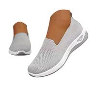 chaussures orthopediques femmes Chaussures de marche athlétiques pour femmes, style décontracté, en maille, confortables, idéales pour le tennis et l'entraînement. Basket femme sans lacets (Grey, 43)