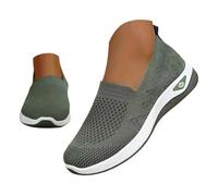 chaussures orthopediques femmes Chaussures de marche athlétiques pour femmes, style décontracté, en maille, confortables, idéales pour le tennis et l'entraînement. Basket femme sans lacets (Green, 39)