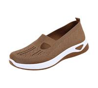 Chaussures orthopediques Femmes,Chaussures Femme,Women's Woven Breathable Soft Shoes Go Walking Shoes in Sneakers Sandales Habillées pour Talon Grande Largeur (Brown, 43)