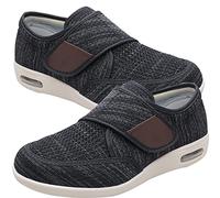 Chaussures Orthopédiques Homme œDèMe du Pied Gonflant Chaussures Larges avec Support de l'arche Ajustable Diabétique Large Bout Ouvert Pantoufles de Maison Intérieur et Extérieur,Black gray,45 EU