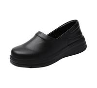 Chaussures Orthopédiques Infirmières, Chaussures De Travail en Cuir Légères À Enfiler À Semelle Souple Et Antidérapante pour Infirmière en Milieu Hospitalier, Mocassins Restaurant(Black,40 EU)