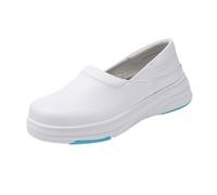 Chaussures Orthopédiques Infirmières, Chaussures De Travail en Cuir Légères À Enfiler À Semelle Souple Et Antidérapante pour Infirmière en Milieu Hospitalier, Mocassins Restaurant(White,34 EU)