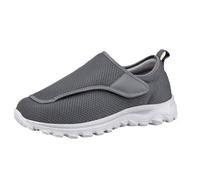 Chaussures orthopédiques pour diabétiques à enfiler extra larges pour hommes avec support d'arche et sangle réglable pour pieds enflés, gris, 38 2/3 EU