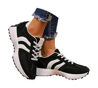 Chaussures orthopédiques pour femme - Baskets compensées rétro avec soutien de la voûte plantaire - Confortables et respirantes - Pour la marche et la course à pied pour femme, Noir , 38 EU