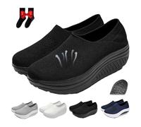 Chaussures orthopédiques pour femme - Coupe extra large - Bas à bascule - Chaussures de marche orthopédiques pour femme, Noir , 38.5 EU